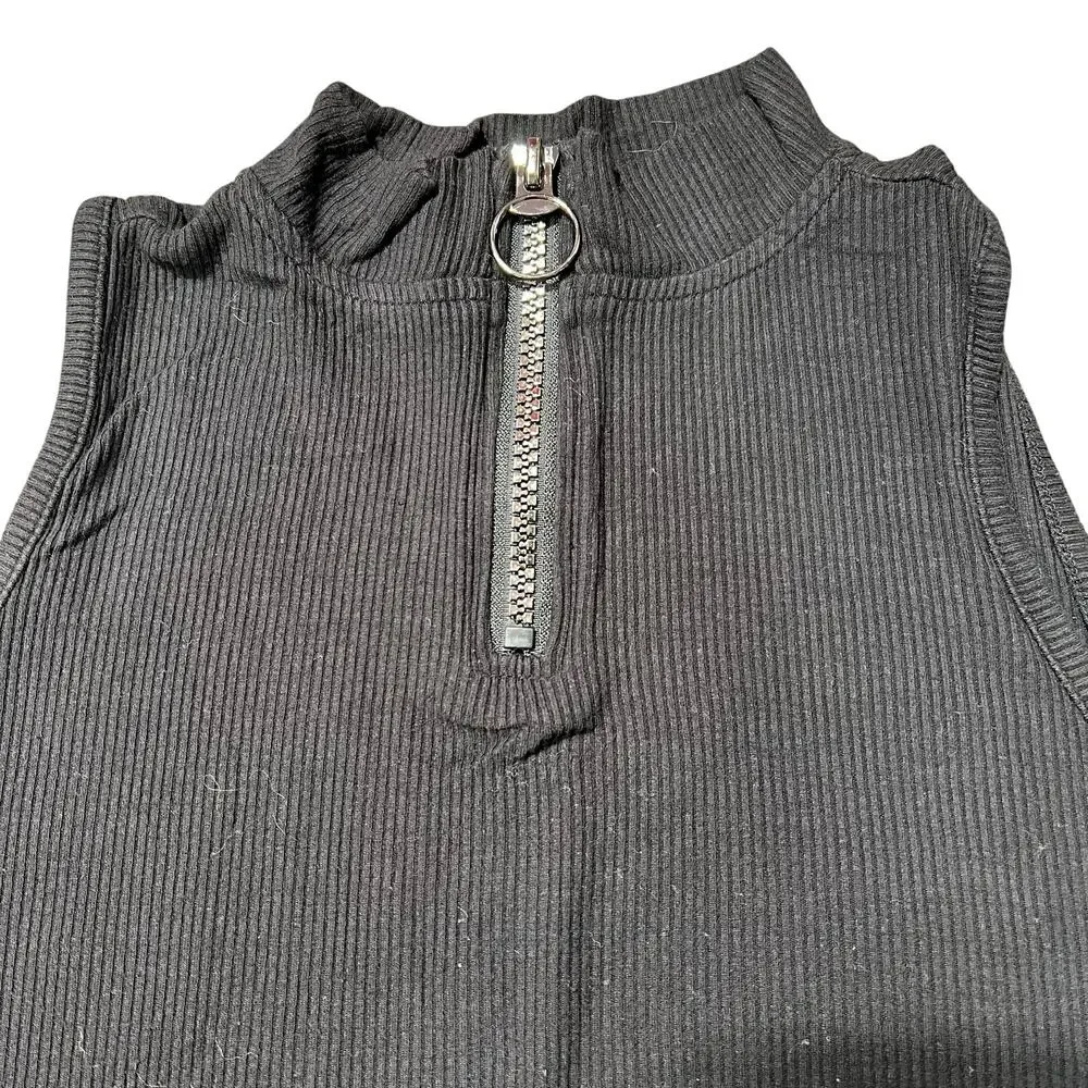 Justice Girls Tank Top Shirt Sleeveless High Collar Quarter Zip Ribbed 14 16